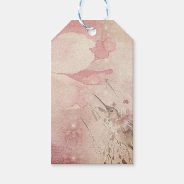 Vintage Pink Hummingbird Scrapbook  Gift Tags (Front)