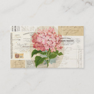 Vintage Pink Hydrangea French Ephemera Business Ca Card