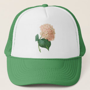 Vintage Pink Hydrangea Hortensia Flower by Redoute Trucker Hat