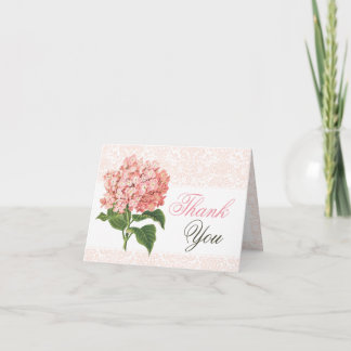 Vintage Pink Hydrangea Thank You Card