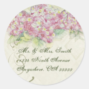 Vintage Pink  Hydrangea - Wedding Seal Stickers