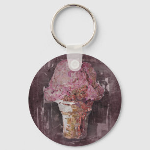 Vintage Pink Ice Cream Key Ring