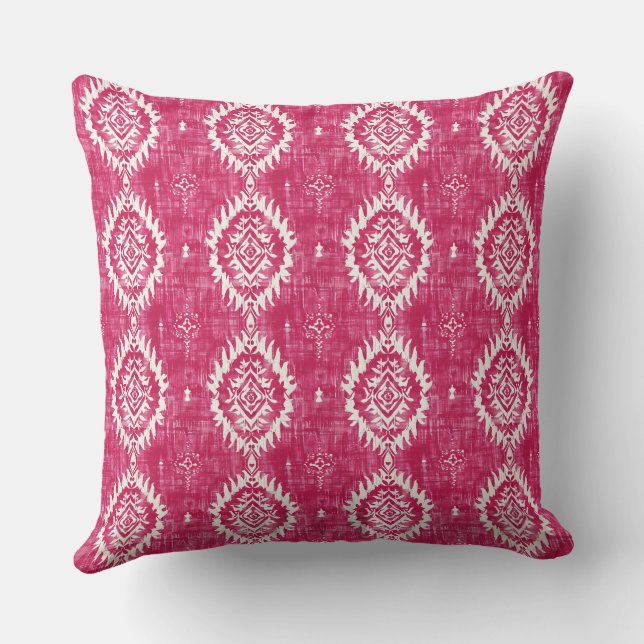 Vintage pink ikat pattern cushion (Back)
