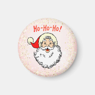 Vintage Pink Jolly Santa Smiling Face Christmas Magnet
