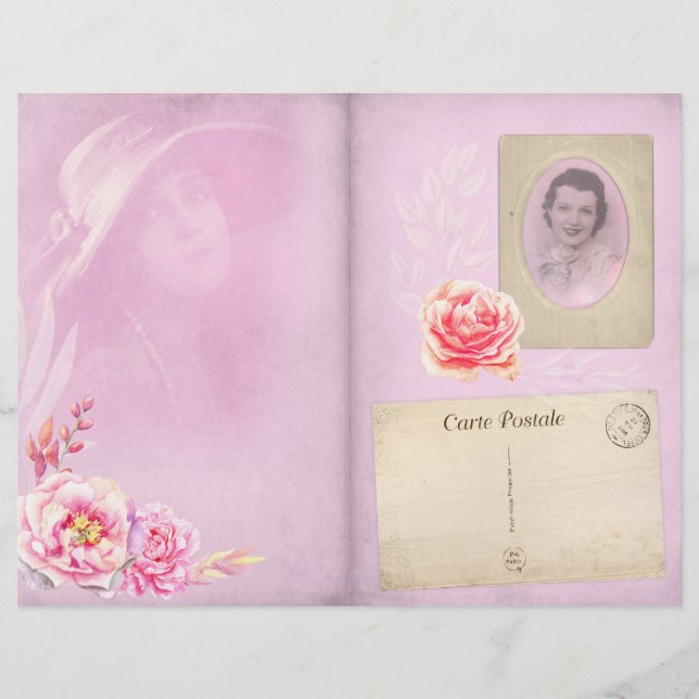 Vintage Pink Junk Journal Page (Front)