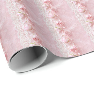 Vintage Pink Lace Coquette Wrapping Paper