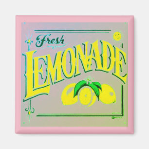 Vintage pink lemonade sign lemon fruit summer magnet