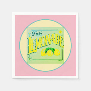 Vintage pink lemonade sign lemon fruit yellow cute napkin