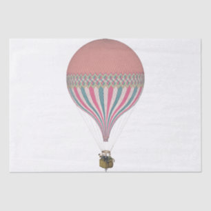 Vintage Pink, Light Blue Hot Air Balloons Tissue Paper