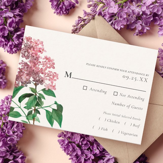 Vintage Pink Lilac Wedding RSVP Enclosure Card (Creator Uploaded)