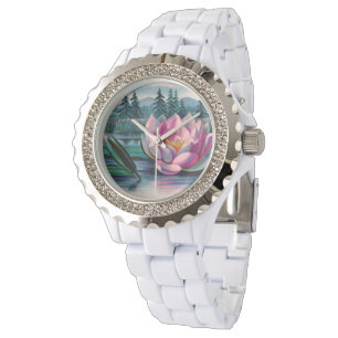 Vintage Pink Lotus Flower Watch