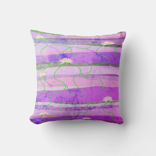 Vintage Pink Lotus Throw Pillow (Front)