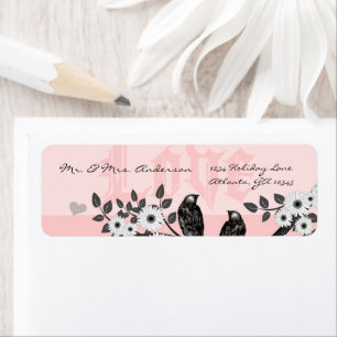 Vintage Pink Love Birds Return Address