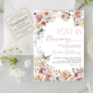 Vintage Pink Love is Blossoming Bridal Shower Invitation