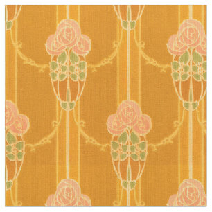Vintage Pink Mackintosh Style Rose Cluster Pattern Fabric
