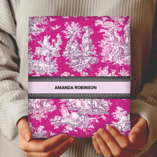 Vintage Pink Magenta Floral Toile de Jouy Wrapping Paper Sheet
