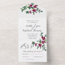 Vintage pink magenta watercolor roses 