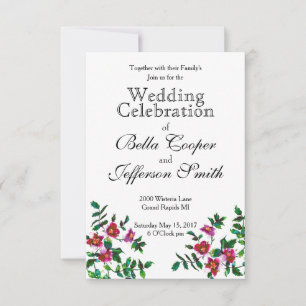 Vintage pink magenta watercolor roses  invitation