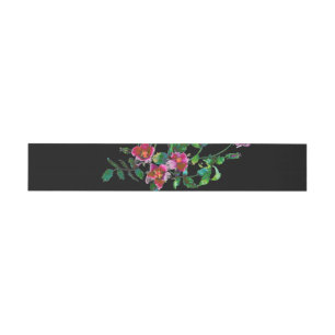 Vintage pink magenta watercolor roses invitation belly band