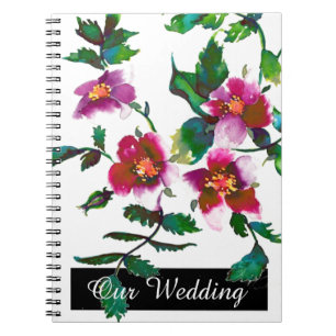 Vintage pink magenta watercolor roses notebook
