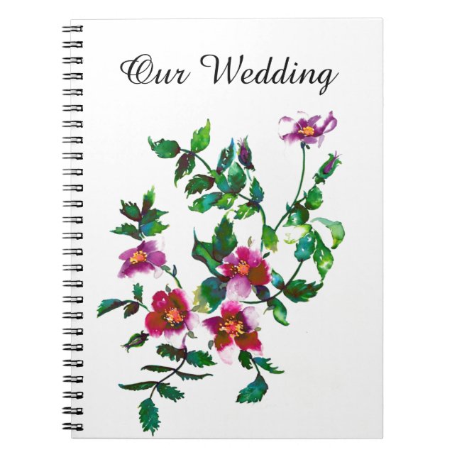 Vintage pink magenta watercolor roses  notebook (Front)