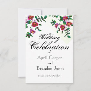 Vintage pink magenta watercolor roses  save the date