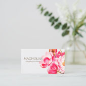 Vintage Pink Magnolias Floral Business Card (Standing Front)
