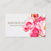 Vintage Pink Magnolias Floral Business Card (Front)