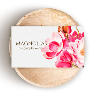 Vintage Pink Magnolias Floral Business Card