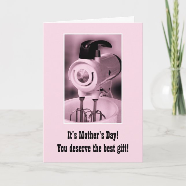 Vintage Pink Mixer Happy Mother's Day Humour Card (Front)
