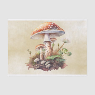 vintage pink mushroom decoupage tissue paper