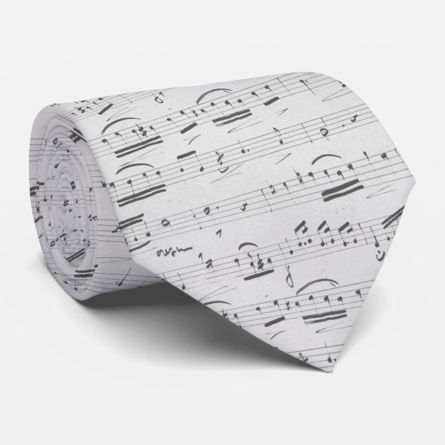 Vintage Pink Musical Notes Music Lover Tie (Rolled)