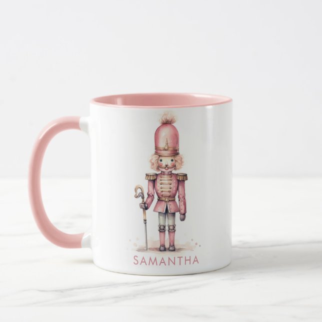 Vintage Pink Nutcracker Minimalist Whimsical  Mug (Left)