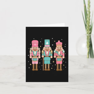 Vintage Pink Nutcracker Squad Pink Christmas Women Card