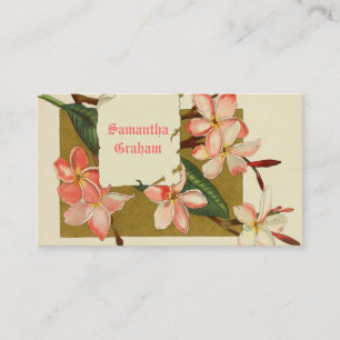 Vintage pink oleander flowers custom floral business card