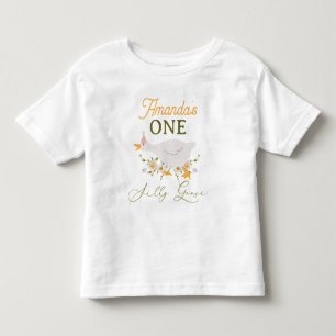 Vintage Pink Orange One Silly Goose 1st Birthday Toddler T-Shirt