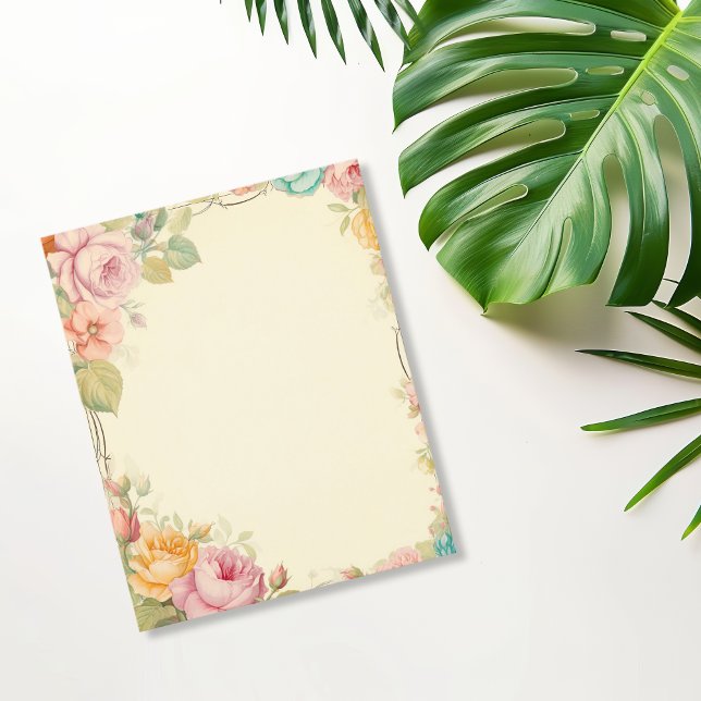 Vintage Pink Orange Roses Scrapbook Paper (Orange and Pink Roses Vintage Scrapbook Paper)