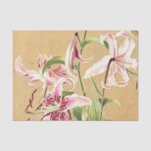 Vintage Pink Oriental Lily Botanical Flower Art Tissue Paper