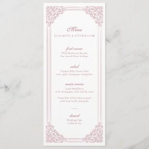 Vintage Pink Ornate Frame Wedding Menu + Thank You