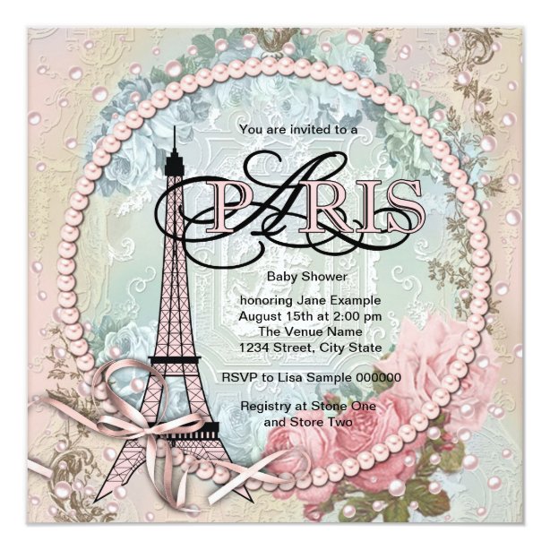 Paris Theme Baby Shower Invitations | Zazzle UK