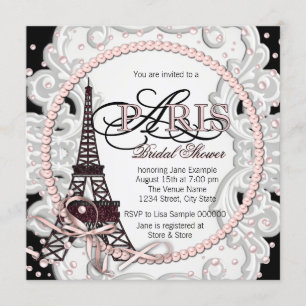 Vintage Pink Paris Bridal Shower Invitation