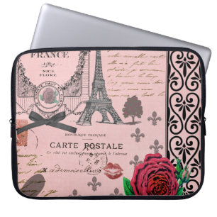 Vintage Pink Paris Collage Laptop Sleeve