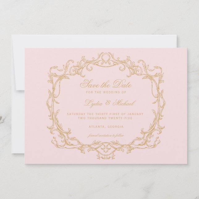 Vintage Pink Paris Glam Save The Date (Front)