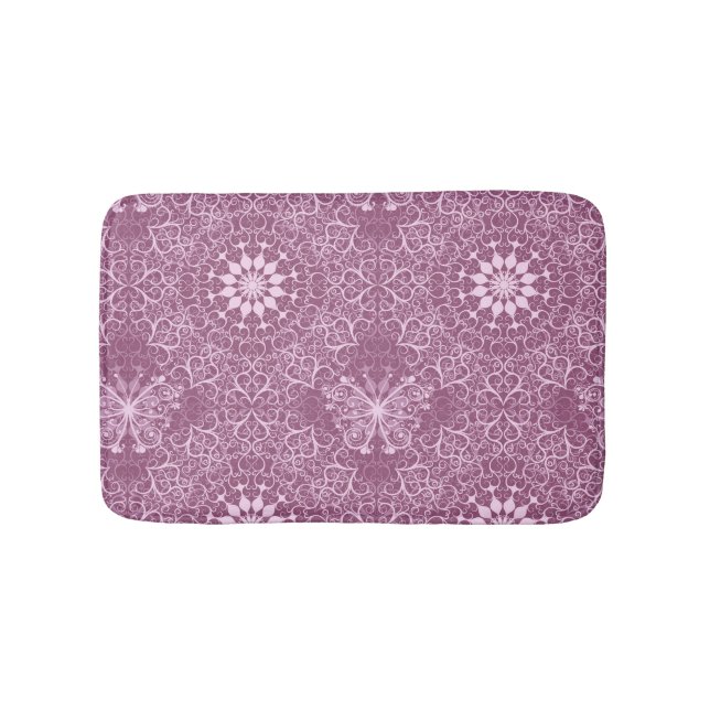 Vintage Pink Pattern Bath Mat (Front)