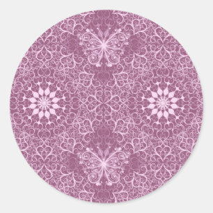 Vintage Pink Pattern Classic Round Sticker