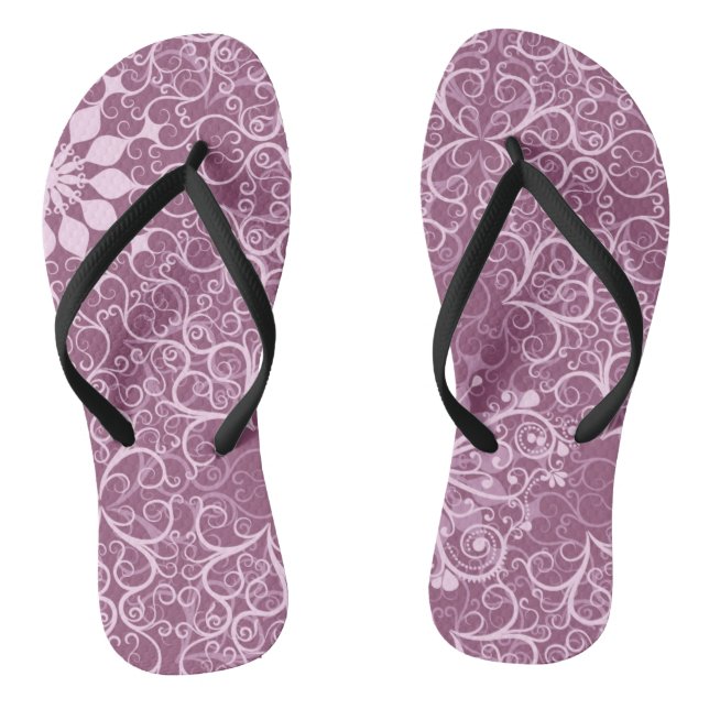 Vintage Pink Pattern Flip Flops (Footbed)