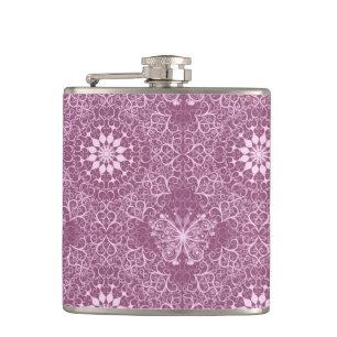 Vintage Pink Pattern Hip Flask