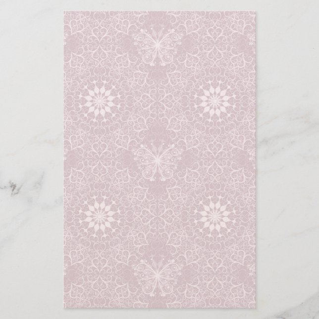Vintage Pink Pattern Stationery (Front)