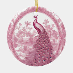 Vintage pink peacock ceramic tree decoration