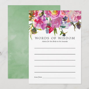 Vintage Pink Peonies Bridal Shower Bride Advice Invitation